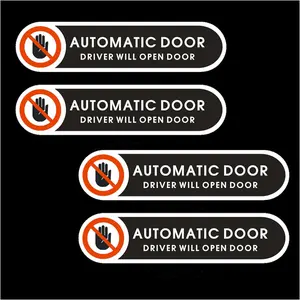 Automatic Door Stickers Driver Will Open Door Sign 4.9 x 1.2 inch Self Adhesive Automatic Sliding Door Warning Sticker for car Vehicle Taxi 4 Pack