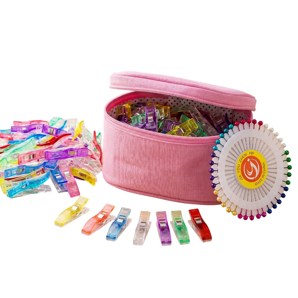 Pack of 50 Jumbo Quilt Clips & 40Pcs Pins & 1Pc Storage Bag Kit, Quilting Assorted Colors Sewing Clips, Fabric Clips Multipurpose Craft Sewing Supplies Perfect for All Sorts of Sewing Cloth Art