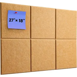 Cork Board for Wall, 18''x27'', 6 Pack Burlywood Bulletin Boards, Felt Board for Office Decor, Pin Board for Walls, Felt Wall Tiles with Pushpins, Cork Board for Office, School and