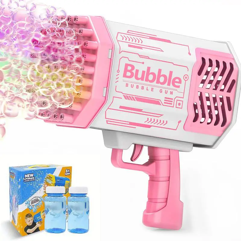 Bubble Gun with 69 Holes and Colorful Lights - Produces Over 5000 Bubbles Per Minute - Fun Party Toy