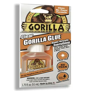 Gorilla Clear Glue, Non-Foaming and Water Resistant Glue, Clear, 1.75 ounce Bottle