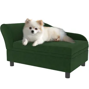 Green Pet Sofa Bed With Hidden Storage For Cats Small Dogs Up To 22 Lbs Living Room Apartment 16.2 Lb Liftable Top Pet Couch Dog Bed