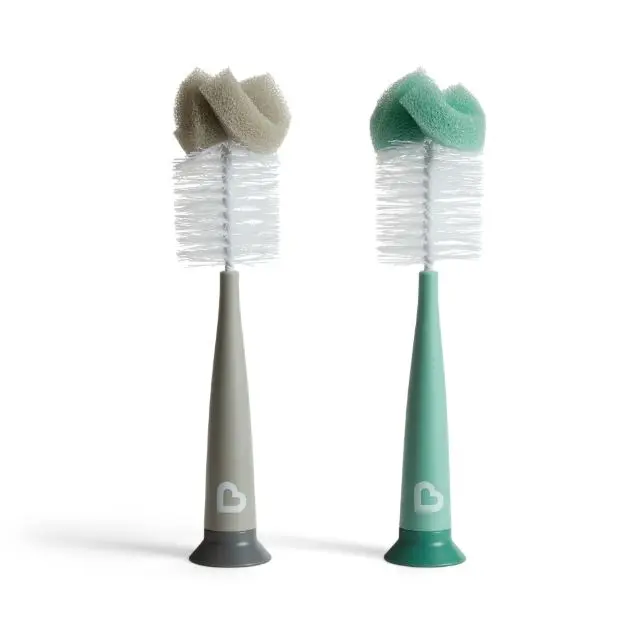 Munchkin Sponge Bottle Brush, Gray/Sage, 2 Pack, Unisex