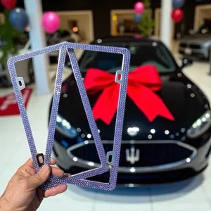 Set of 2 Bling Purple License Plate Frames