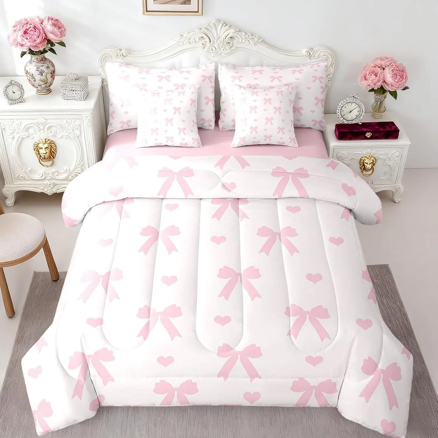 Feelyou 7-Piece Ultra-Soft Microfiber Bedding Set - Breathable Bed Cover, Cool Sheets, Skin-Friendly Princess Comforter, Gentle Blanket, Soft Warm Bedding, Nursery Ideas Included Beddingsets for Kids with Multi-Size Options