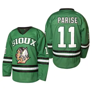 Men's Hockey Jersey #11 Zach Parise Jersey College Fighting Sioux Green Jersey Athletic Sweatshirt All Season Activewear