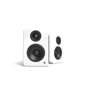 Kanto YU2GW PC Gaming Desktop Speakers | 3" Composite Drivers | 3/4" Silk Dome Tweeter | Class D Amplifier | 100 Watts | Built-in USB DAC | Subwoofer Output | Pair | Gloss White