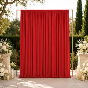 10ft x 12ft Spandex Backdrop Curtain Red, 4-Way Stretch Wrinkle-Free Photo Booth Backdrop with Rod Pockets for Wedding & Events