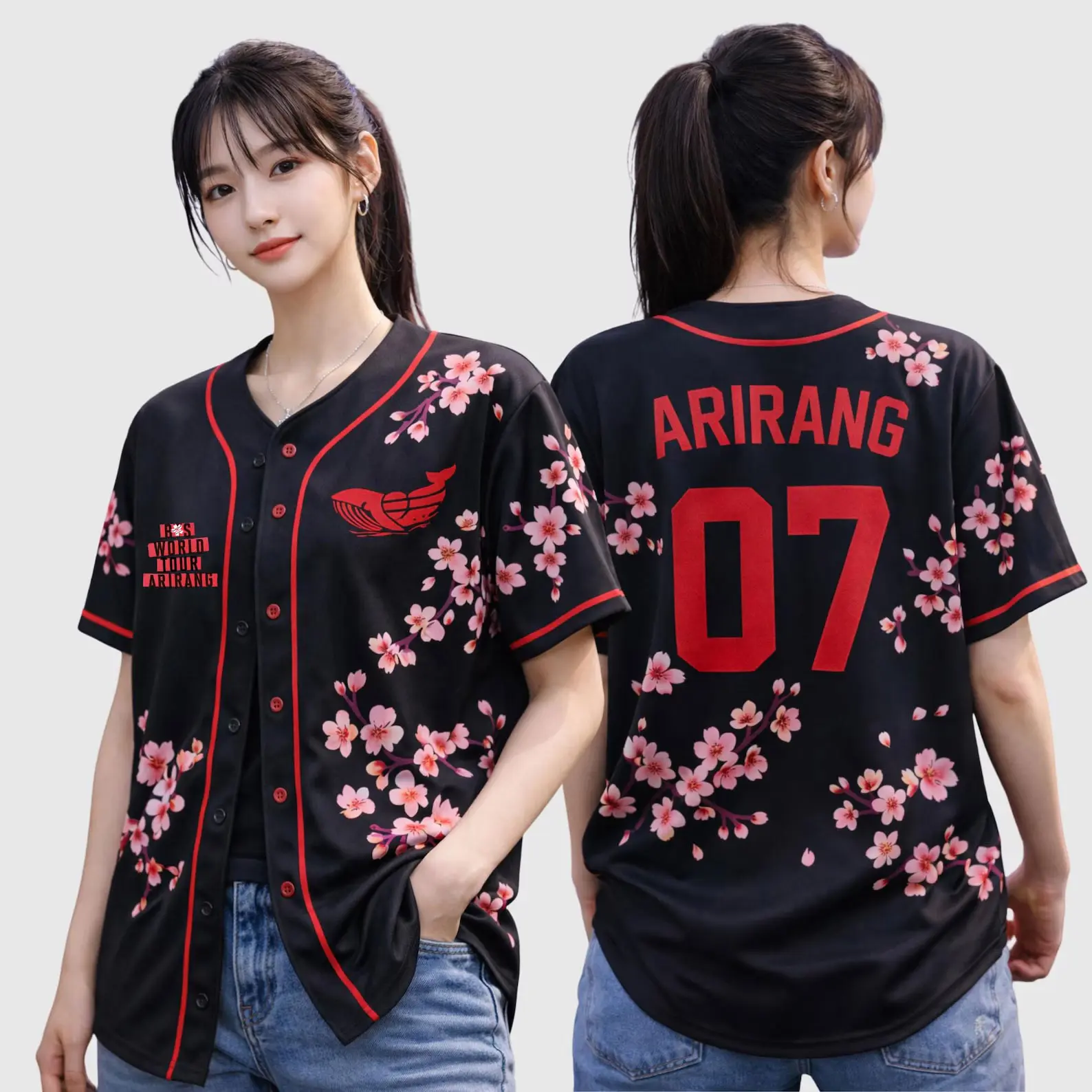 Custom Bangtan Member Jersey, Personalized Arirang World Tour Baseball Jersey, Custom Name Number Cherry Blossom Jersey, Kpop Concert Baseball Jersey, Kpop Fan Gift, Boy Group Kpop Concert Outfit