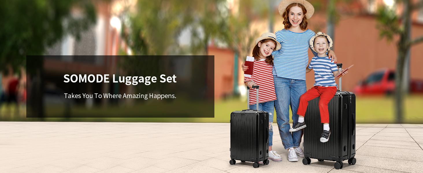 3pcs Fashion Luggage Set Hard Shell Suitcases Lightweight Durable Zipper Closure Spinner Wheels  Multi-Size 20/24/28 inch