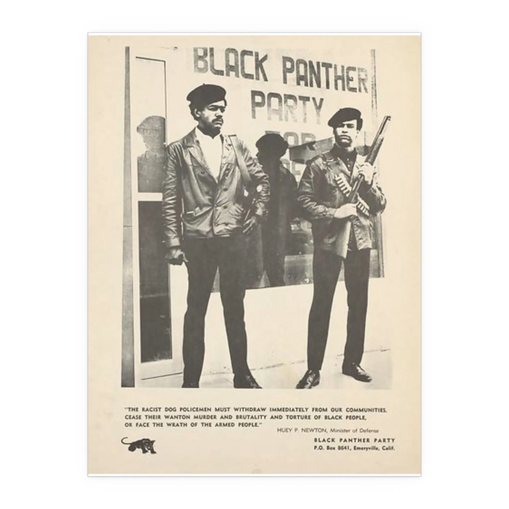 Black Panther Party Vintage Photo Poster Print Black Panthers Co-Founders Huey P. Newton & Bobby Seale Social Justice Activist Protest Wall Art Home Decor Indoor/Outdoor Water Resistant Posters Black History Photo Man Cave Dorm Decoration Gifts for Him