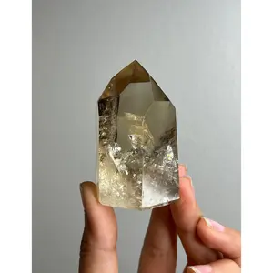 Rainbow Filled Natural Citrine Tower from Brazil #E1