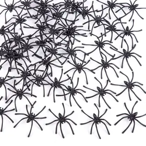 120 Pieces Halloween Realistic Plastic Spiders Black Small Spider Toys Fake Spiders Prank Props for Halloween Home and Party Decorations