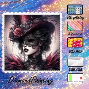 DIY 5D flocked diamond painting kit, AB drills, fairy dust drills, crystal drills, women, hats, flowers, diamond embroidery, special craft diamond art set, wall decor, gift for family, loved ones, friends, Diamond Art Tools