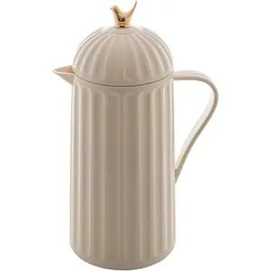 1 Liter White Bird Thermal Coffee Carafe, Plastic Exterior with Glass Lining Insulated Beverage Dispenser for Hot and Cold Drinks, Thermos Bottle for , Water Pitcher - White, 34floz/1L