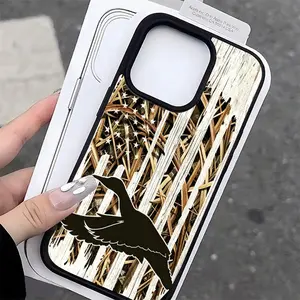 Flying Goose American Flag Pattern Phone Case， Rustic Outdoor Nature Style for iPhone 17 16 15 14 13 12 11 Plus Pro Max.
