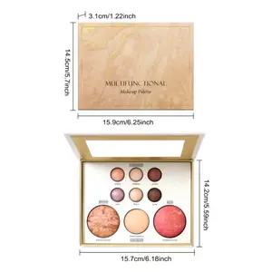 9-color Gold-plated Comprehensive Makeup Palette Multi-functional Featuring Eyeshadow Contouring Blush & Highlighter Must-have for Makeup Cosmetic