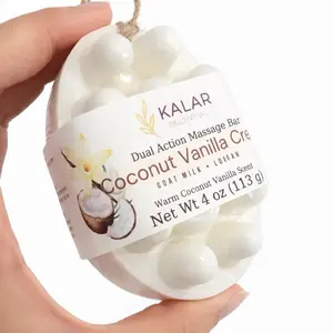 Goat Milk Massage Soap Bar – Coconut Vanilla Exfoliating Loofah Soap – Moisturizing Body Bar – KALAR Essential