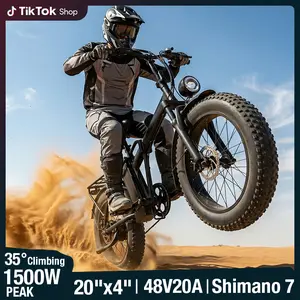 Electric folding bicycle with high-carbon steel structure and full suspension system, 48V 20A-25A battery, 20-inch all-terrain tires, off-road motorcycle, electric bicycle, electric motorcycle