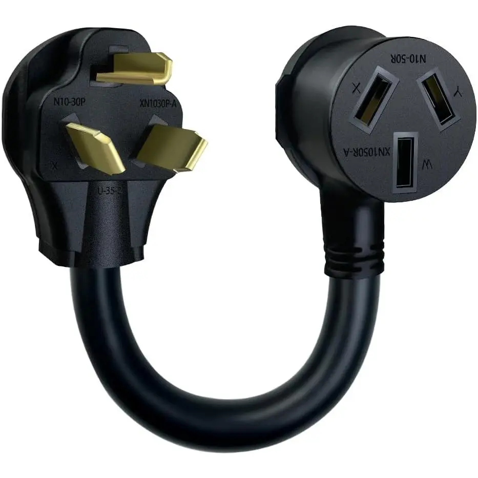 NEMA 10-30P Dryer Male to 10-50R Electrical Stove Female Adapter. 250V 30AMP STW 10AWG 1ft