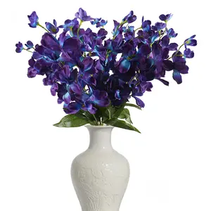 Artificial Orchid Stems Purple Blue Silk Turquoise Orchids Flowers for Wedding Bridal Bouquet Boutonniere Wreath Table Centerpiece Outdoor Decor (12 Stems)