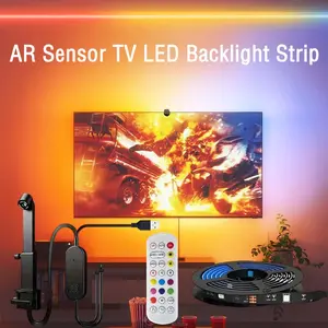 Dynamic Color Changing RGBIC LED TV Backlight Strip, Adjustable Rgb Lighting, Ar Color Sensor, USB Powered, Music Sync, Ideal for Gaming Room Bedroom Living Room