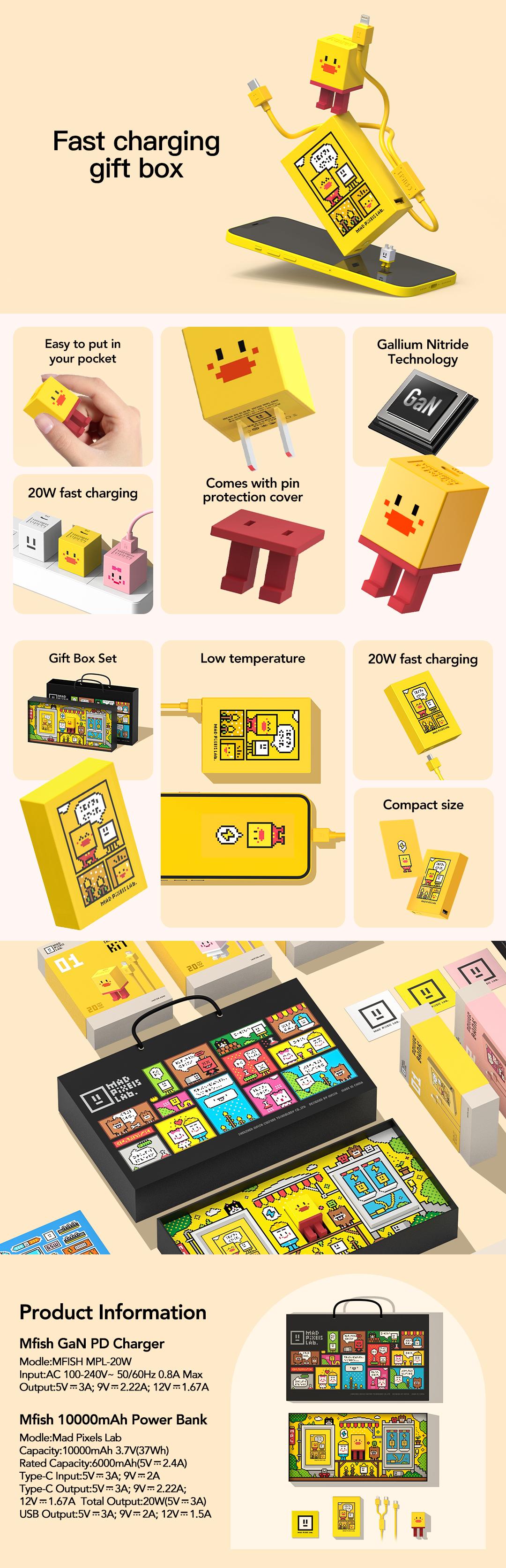 mfish Mad Pixels Lab Gift Box Charger 3-in-1 Set