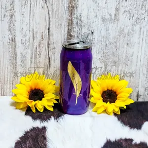 12 oz Soda Can – Purple Feather Fancy