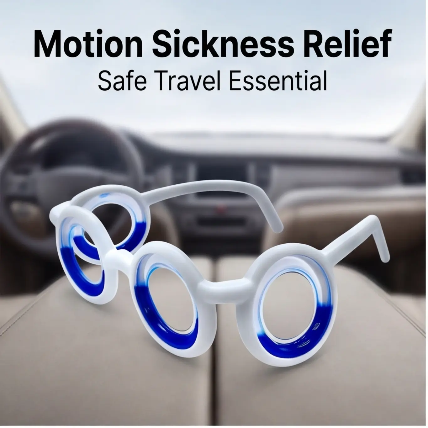 Anti Motion Sickness Glasses for Adults & Kids, Anti Vertigo Nausea Relief Eyewear for Car Boat Airplane Travel, 3D Gaming Eye Fatigue Relief & Drowsy Prevention