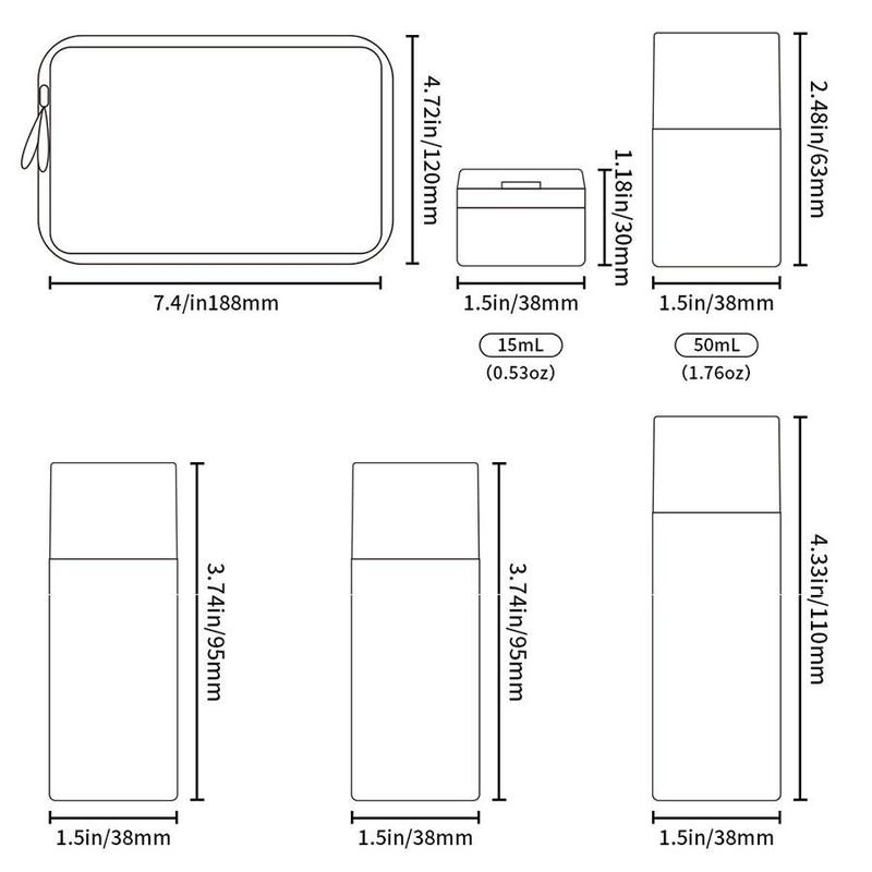 Travel Cosmetic Bottle, 6 Counts/set Empty Refillable Squeeze Bottle, Portable Travel Storage Container for Shampoo, Conditioner, Lotion, Cream, Travel Bottle Kit, Makeup Organizer Pouch