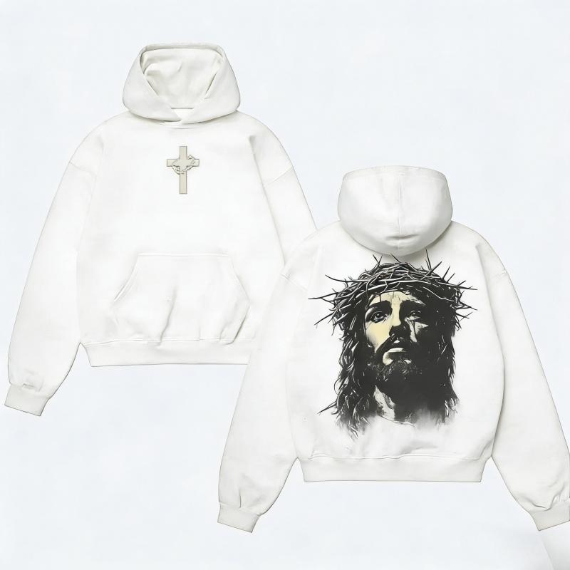 Jesus Crown of Thorns Hoodie God Apparel Tee, Easter Hoodie Jesus Easter Streetwear, Christian Apparel Graphic Hoodie