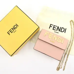 Pre-owned FENDI Leather Small Leather Goods Preloved Roma Pink Trifold Wallet on Chain 2G3RT8W 092724 P