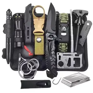 【Father's Day Gifts】12-in-1 Survival Gear Kit with Knife, Flashlight, and Fishing Tools for Men Dad Husband Boyfriend Teen Boy, Cool Unique Christmas/Birthday Gifts for Him