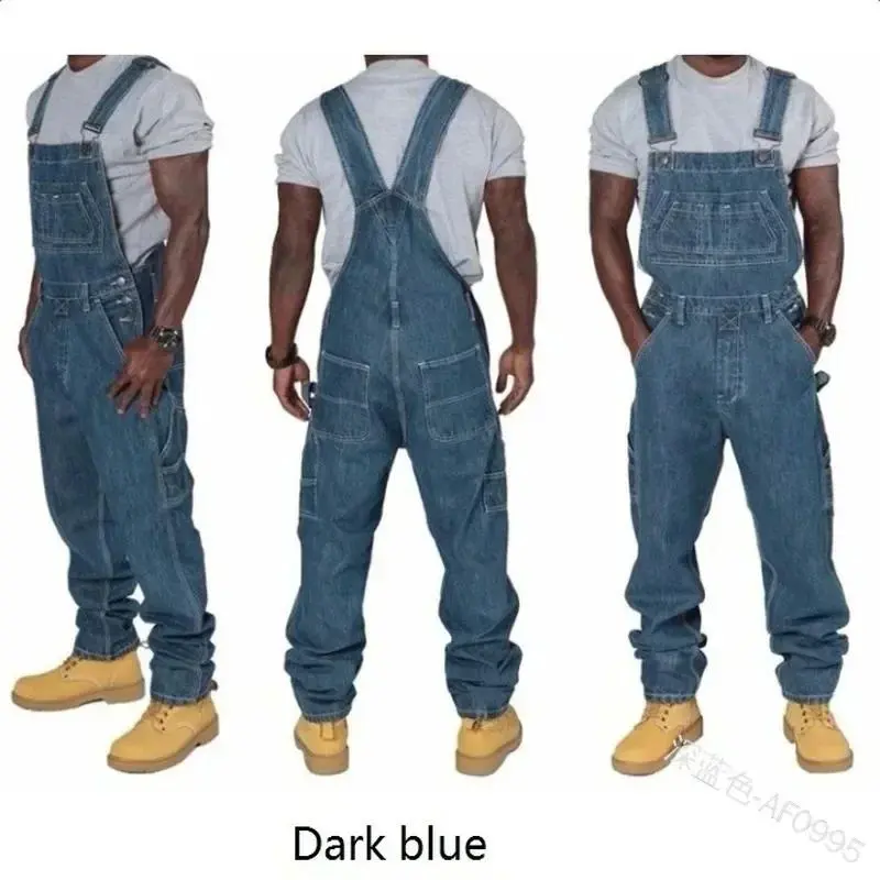 Denim Bib Overall Mens Jeans 2025 Overalls Men Pockets Casual Loose Long Denim Pants Slim Splice Straight Rompers Autumn Menswear Suits Formal Motocross Wetsuit Trouser Beige Sleeveless