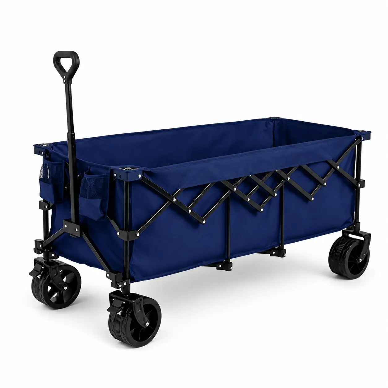 Carrito Plegable Grande 300L, Capacidad de 440 lb, Ruedas Todo Terreno de 7", Bolsillos Laterales y Porta Bebidas, Diseño Colapsable para Fácil Almacenamiento, Ideal para Camping, Playa, Compras y Eventos al Aire Libre