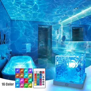 16-Color Dynamic Ocean Wave Projector Lamp—Rechargeable, Cordless Shower Light with Remote Control—Dimmable, Waterproof, and Rotating—Features Flame and Water Ripple Effects—Ideal for Decorating Showers, Bathrooms, and Bedrooms