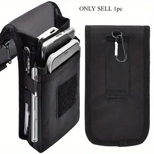 1pc Black Waist Bag With Convenient Buckle, Large Smartphone Holder, Multi-Purpose Tactical Cell Phone Case, Outdoor Sports Fanny Bag For Work, Hiking, Camping, Barbecue