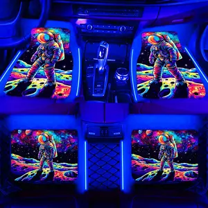 Astronaut Pattern Car Floor Mat, 4 Counts Water-absorbent & Non-slip Car Mat, Universal Car Interior Protection Decoration Accessories, Car Interior Accessory