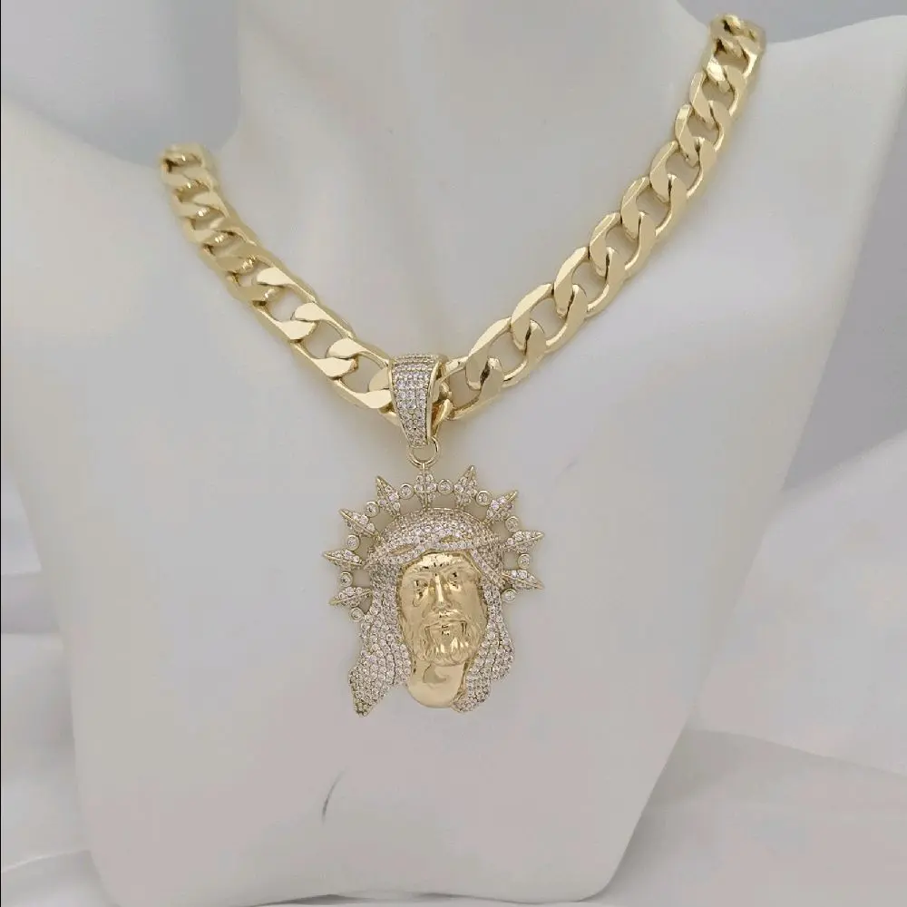dije cristo 212 y cadena 226 gold plated