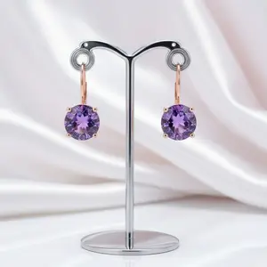 2ct Amethyst 14k Rose Gold Drop Dangle Earrings