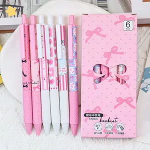 6 beautiful butterfly bow press type neutral pens, 0.5mm medium fast drying black ink - smooth writing, suitable for office and study, no duplicate styles, ideal gift for 14 years old and above, Quick Dry Pens, Birthday Gift, Pen Set