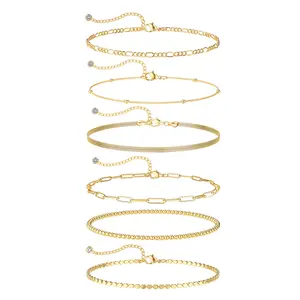 6Piece Ankle Bracelets For Women Waterproof Cuban Link Anklets For Women Boho Ankle Bracelets For Women Set Back To School Gifts Summer Fashion Gift