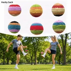 Durable Crochet Hacky Sacks, Soft Kick Foot Bags | Colorful Outdoor Toy Balls for Kids & Adults, Balance & Coordination Practice  Random dispatch per unit set: 2pcs per set