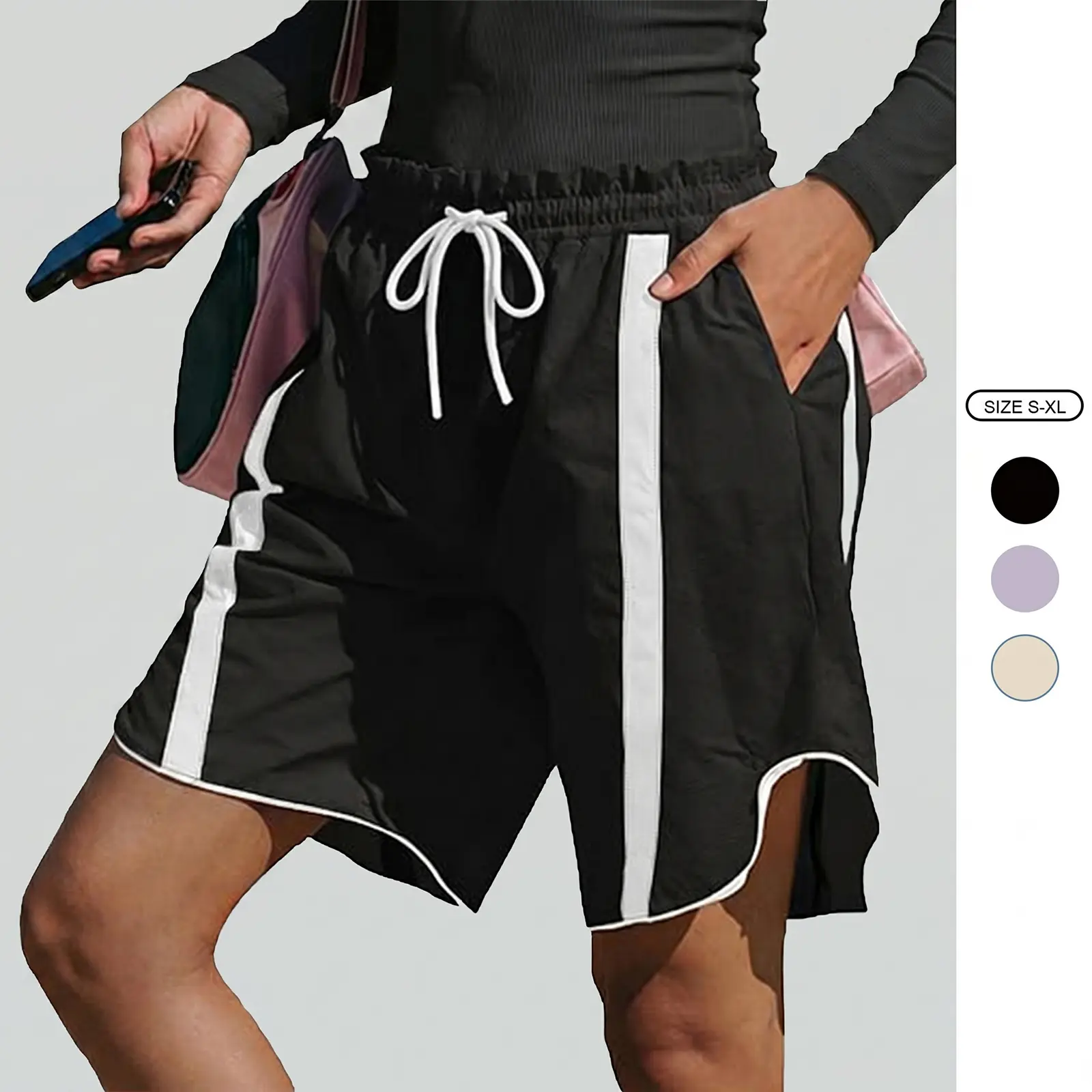 Imily Bela Womens Baggy Cargo Shorts Casual Wide Leg Knee Length Drawstring Elastic Waist Workout Running Athletic Yoga Shorts Imily Bela Womens Baggy Cargo Shorts Casual Wide Leg Knee Length Drawstring Elastic Waist Workout Running Athletic Yoga Shorts