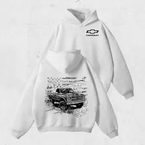 American Flag Chevy Truck Hoodie – Vintage Square Body Pullover, Classic Pickup with USA Flag Graphic, Patriotic Car Guy Sweatshirt, Unisex Gear