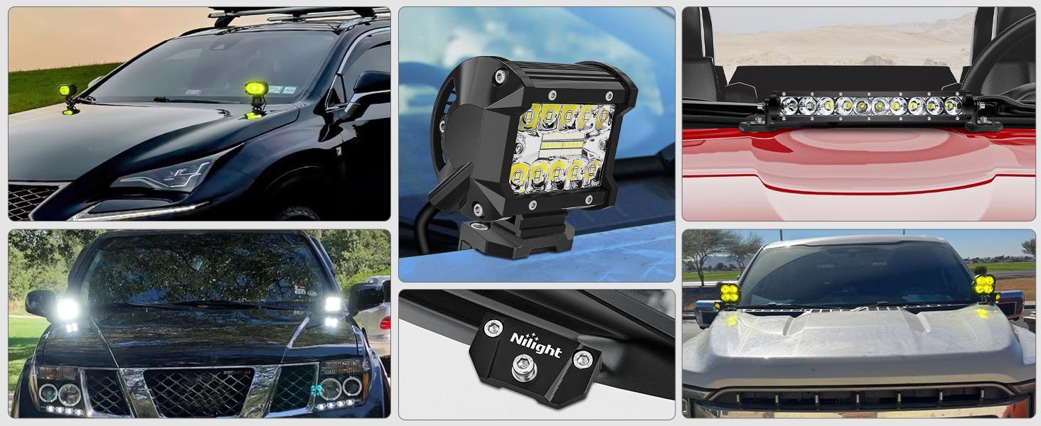 Nilight LED Light Bar Mounting Bracket 2PCS Universal Adjustable Pillar Hood Work Lamp Mount Clamp Holder for Off-Road Truck SUV, Black Nilight LED Light Bar Mounting Bracket 2PCS Universal Adjustable Pillar Hood Work Lamp Mount Clamp Holder for Off-Road Truck SUV, Black