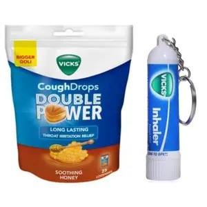 Vicks Bundle with Vicks Cough Drops Soothing Honey 25 counts, Vicks Inhalers 0.02oz/0.5ml