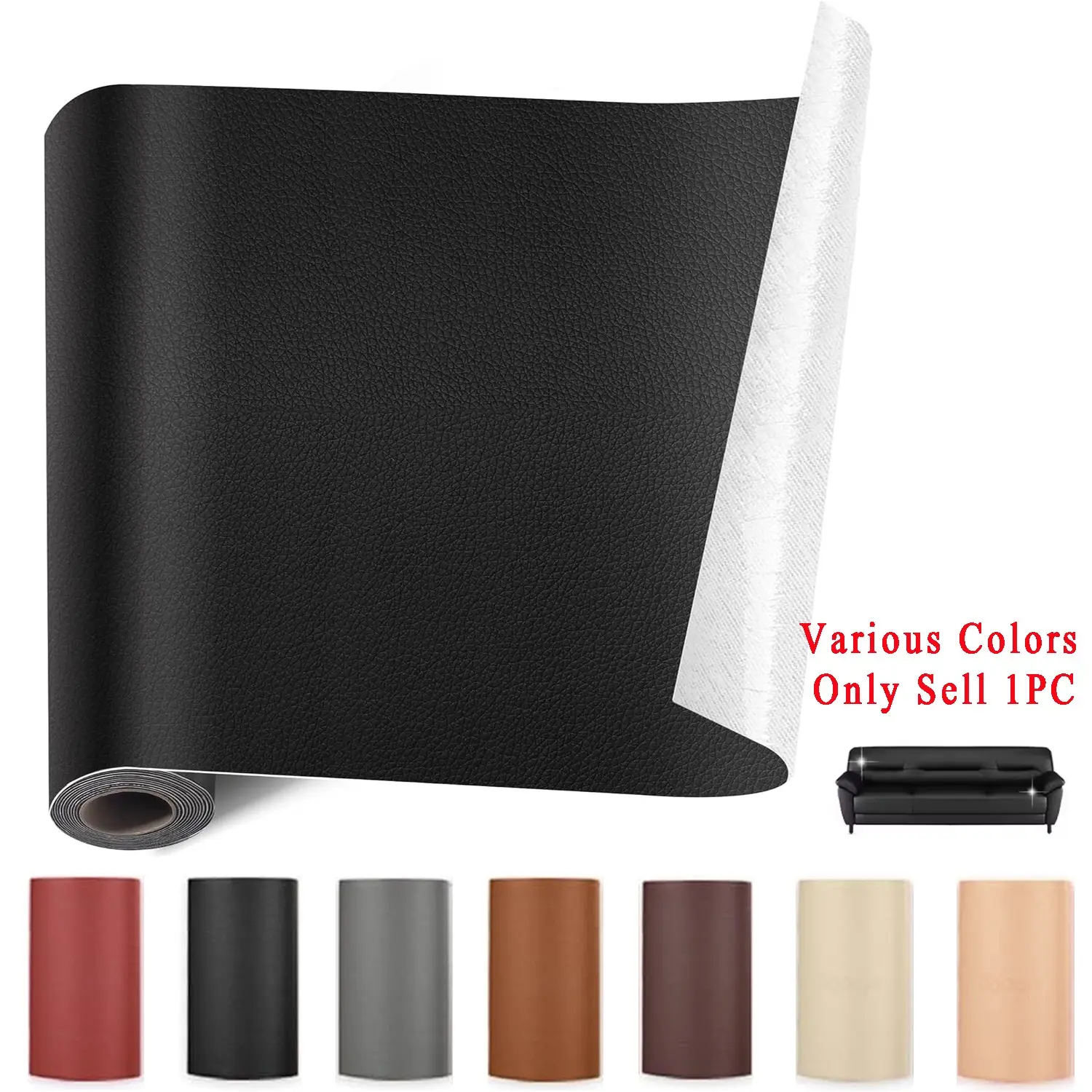 Self-Adhesive Leather Repair Kit, PVC Leather Patch for Sofa, Car Seat, Handbag, Waterproof Durable Vinyl Repair Set