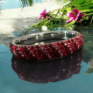 Red and Pink Bead Bangle Bracelet