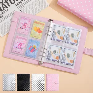 Creative Polka Dot Journal Notebook, Includes Four-Grid Insert Pages, A5 Envelope Challenge Book, PU Leather Cash Usage Scenes, Planner Notebook